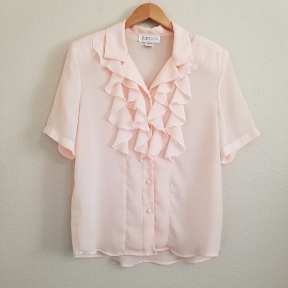 Jordan Tops - Vintage Jordan Peachy Ruffle Short Sleeve Blouse